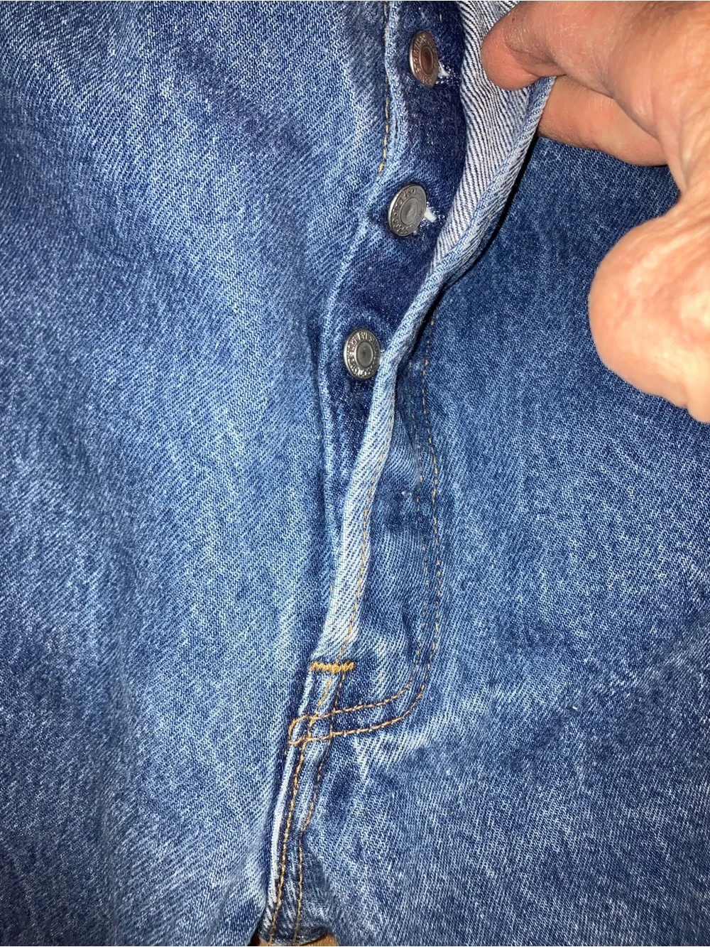 Levi's 501xx Men's Blue Straight-Leg Jeans with Tan Leather Patch